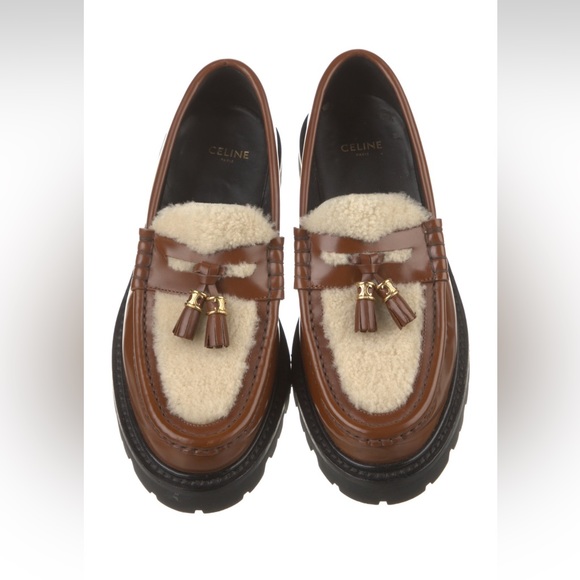 Celine Patent Leather Tassel Accents Loafers - Picture 1 of 5